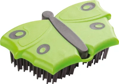 Produktbild von Grüne Schmetterlingsbürste mit V-Borsten und Gummilippe, elektrostatisch, waschmaschinengeeignet