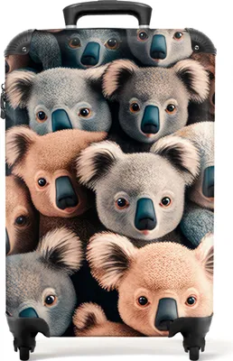 Obrázok produktu pre NoBoringSuitcases.com® Kufre Príručný kufor na kolieskach Malé kufre na 4 kolieskach - Koala - Zvieratká - Vzor - Sivá - Hnedá - Deti - Kabína Veľkosť < 55x40x23 cm a 55x40x20 cm - Foto kufor - Kabínkový kufor - Palubná batožinaPríručný kufor 55x35x20 cm, 36L,