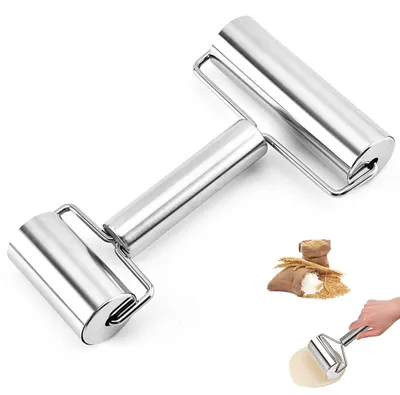 Productafbeelding van RVS deegroller - Roestvrije bakroller - Geschikt voor pasta, koekjes, pizza en deeg - 40 cm