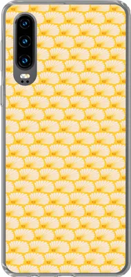 Produktbild von MuchoWow® Handyhülle Schutzhülle Hülle für Telefoonhoesje Huawei P30 Art Deco - Design - Muschel - Gelb Silikon Softcase Handy Hülle - Kartenbesitzer