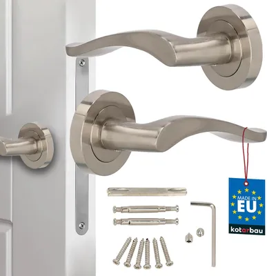 Imagen del producto de KOTARBAU® Tirador de puerta de 12 cm ZnAl satinado, corto, dividido, tiradores de puerta, tiradores interiores, tirador de puerta interior, cerradura de puerta interior, cerradura de puerta de