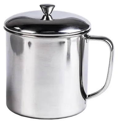 Produktbild von Tragbarer Wasserbecher, 350 ml, rostfreier Teebecher aus Edelstahl 304 mit Deckel und Griff für Milchsaftgetränke