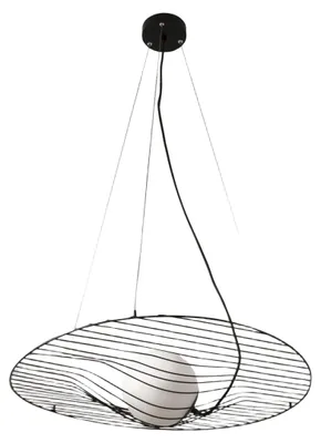 Zdjęcie produktu dla Lampa wisząca Homa z czarnego metalu i dmuchanego szkła, gniazdo E27 40 W, elegancki design do wnętrz, IP20, regulowana wysokość 2000 mm