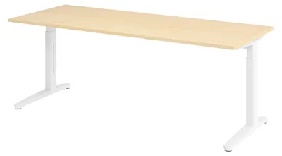 Produktbild von bümö Schreibtisch Serie-XB - Nachbildung Ahorn, Gestell: Weiß, Größe:  200 x 80 cm