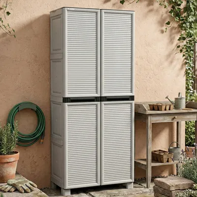 Produktbild von Liège Outdoor-Garderobe, Outdoor-Möbel, Mehrzweck-Wäschegarderobe, 100 %  Italy, Hellgrau, 70 x 39 x 172 cm