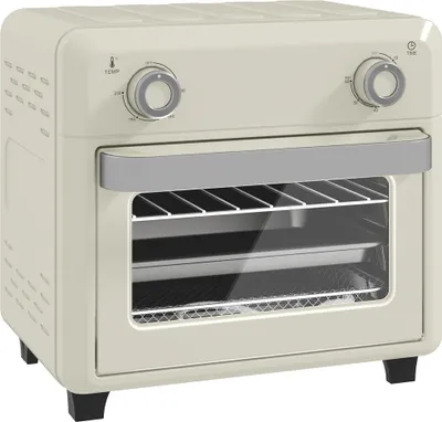 Image de Mini-four Fortuna Lai avec chaleur tournante 10 L Mini-four 2 en 1 avec grille, plaque de cuisson et lèche-platine, 80 °C-230 °C Friteuse à air chaud avec écran tactile, minuterie, éclairage intérieur, 1000 W, acier inoxydable