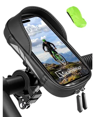 Productafbeelding van Fietsenhouder voor telefoon, waterdichte stuurzak, geschikt voor telefoons van 4,7 tot 7 inch, zwart-grijs