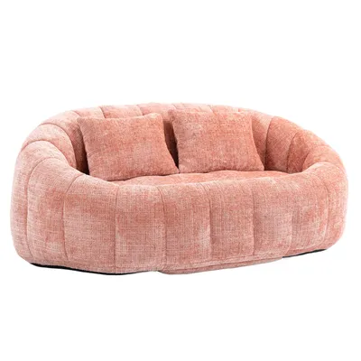 Zdjęcie produktu dla Wygodna szenilowa sofa typu beanbag, z wysokim oparciem, do użytku wewnątrz i na zewnątrz, dla dorosłych i dzieci, 150x95x63cm, różowa