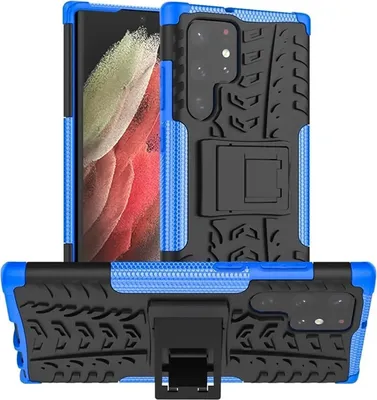 Produktbild von Conie Outdoor Schutzhülle für Samsung Galaxy S23 Ultra Hybrid Silikon Hard Case Cover Hülle mit Ständer in Blau
