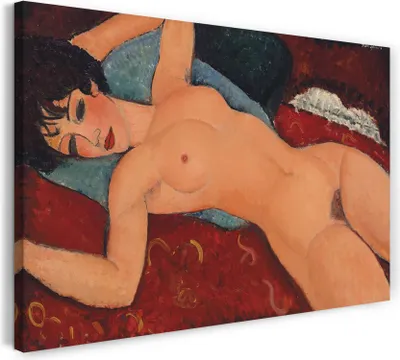 Produktbild von Leinwandbild (60x40cm): Amedeo Modigliani - Nu couché, echter Holz-Keilrahmen inkl. Aufhänger, handgefertigt in Deutschland