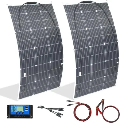 Imagen del producto de Panel solar flexible de 200W, 12V/24V, kit ligero, monocristalino, ideal para camping y embarcaciones