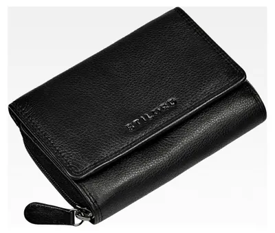 Produktbild von Vintage Leder Geldbörse Damen Mittelgroß Echtleder Portemonnaie mit vielen Kartenfächern und Münzfach | Elegantes Damenportemonnaie mit RFID-Schutz, Farbe: schwarz