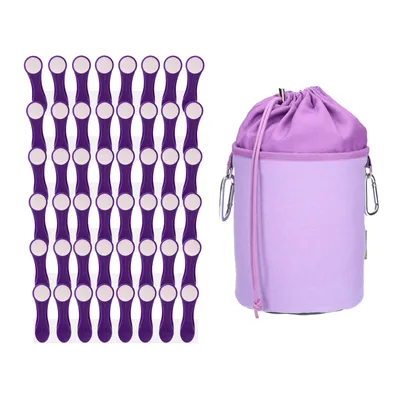 Produktbild von trendfinding 48 Wäscheklammern Edelstahl und 1 Canvas Wäscheklammerbeutel Flieder