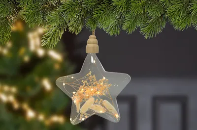 Produktbild von Gilde 15 LED Hängestern "Nature" Glas klar, natur 99307