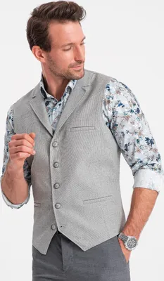 Obrázek produktu pro Ombre Clothing Pánská společenská vesta Xilhana světle šedá L