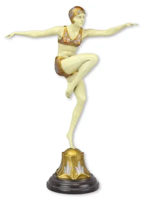 Produktbild von Bronzeskulptur Tänzerin nach Chiparus Antik-Stil 45cm Replik Kopie