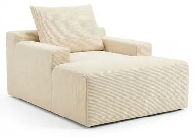 Image de MENZZO Fauteuil lounge style méridienne Rodin Velours côtelé Beige