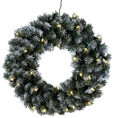 Zdjęcie produktu dla Best Season Wieniec jodłowy LED z dekoracją śnieżną, podświetlany ok. 50 cm Ø40 w/w LED, zielony, transformator, zewnętrzny, 612-27