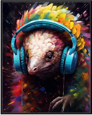 Produktbild von Wallario Wandbild Musikalisches Schuppentier, Größe: 40,30 x 50,30 cm, Poster mit schwarzem Aluminiumrahmen