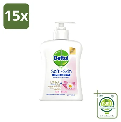 Immagine prodotto di 15 flaconi di sapone liquido antibatterico per le mani Dettol, formula idratante alla camomilla, 250 ml, confezione grande (15 pezzi)