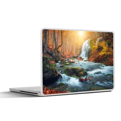 Produktbild von MuchoWow® Laptop Aufkleber Sticker Cover Wasserfall - Sonne - Herbst 36.5x27.5 cm - Laptop-Sticker