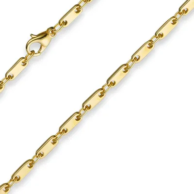 Produktbild von 3mm Kette Collier Plattenkette aus 585 Gold Gelbgold 60cm Uni Goldkette
