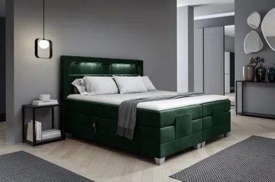 Produktbild von Boxspringbett Elektrisch Bett DAVIDE 200x200cm in Stoff Fresh Flaschengrün