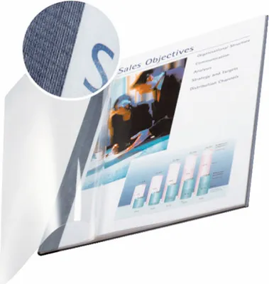 Produktbild von Buchbindemappe Leitz Softcover Classic mit transparenter Vorderseite blau 71 - 105 Blatt