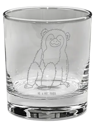 Produktbild von Mr. & Mrs. Panda gravur glas Affe - Transparent - Geschenk, Tumbler, Longdrinkglas, Selfcare, Motivation, Afrika, Affen, Cocktailglas, für Gin, Liebe, Selbstachtung