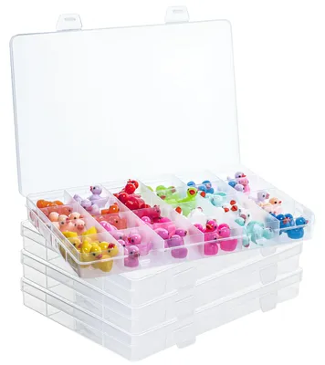 Aufbewahrungsbox, 24 Fächer, transparent, Kunststoff, 19x13x2,2 cm