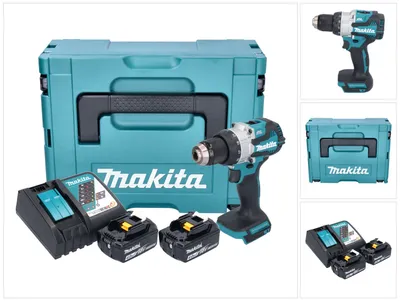 Image de Makita DHP 489 RMJ Perceuse-visseuse à percussion sans fil 18 V 73 Nm Brushless + 2x batterie 4,0 Ah + chargeur + Makpac