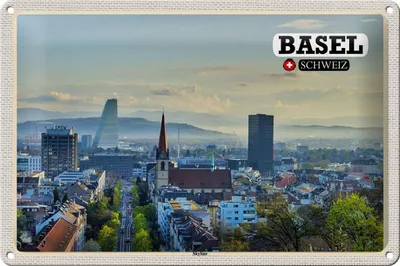 Produktbild von Blechschild Reise Basel Schweiz Skyline Architektur 30x20cm