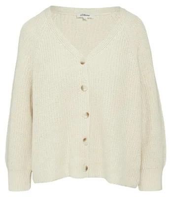 Produktbild von s.Oliver Strickjacke mit V-Ausschnitt, Raglanärmeln, Relaxed Fit und kuscheligem Casual-Look