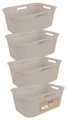 Immagine prodotto di Cesta per il bucato con maniglie - Set da 4 - Beige - 40 litri - Impilabile