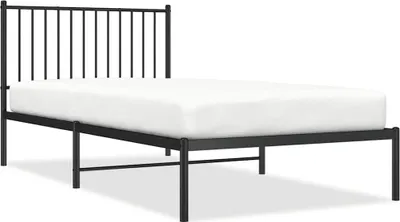 Zdjęcie produktu dla Metalowa Rama Łóżka Z Wezgłowiem, Czarna, 100X200 Cm Lumarko!