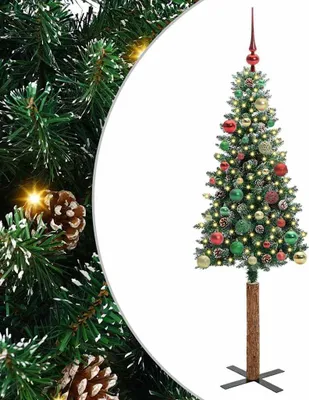 Obrázek produktu pro vidaXL Štíhlý vánoční stromek se 150 LED diodami a stojanem Zelený 150 cm