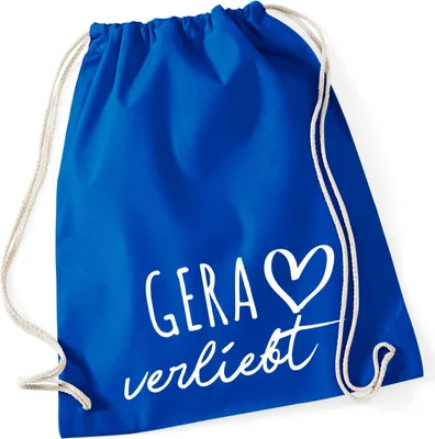 Produktbild von Huuraa Turnbeutel Gera verliebt 12 Liter Bright Royal Baumwolle Rucksack Geschenkidee