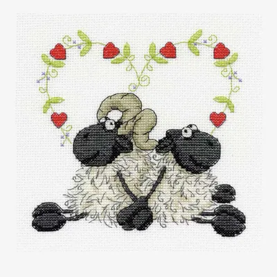 Produktbild von DMC-Stickset „Love you Too“, 15 x 15 cm, zum Selbermachen