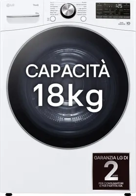 Immagine prodotto di LG RH18U8AVCW Asciugatrice 18kg Pompa di calore DUAL Inverter Classe A+++, Motore Direct Drive, AI Dry, Wi-Fi, Bianca