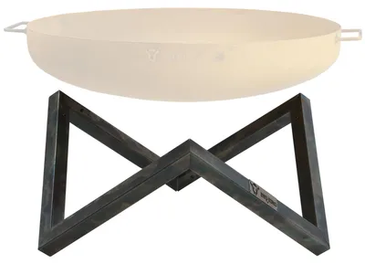 Image de Support en acier carbone pour foyers de 70 cm de diamètre, de forme en V, avec un aspect vieilli et effet rouille, de la marque BBQ-Toro