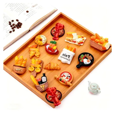 Produktbild von 12 Stück Lebensmittelmagnete, 3D-Kühlschrankmagnet-Set aus Kunstharz, Mini-Dekoration für Küche, Whiteboard, Büro und Zuhause