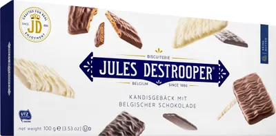 Image de Jules Destrooper : biscuits belges au sucre candi et au chocolat, 100 g