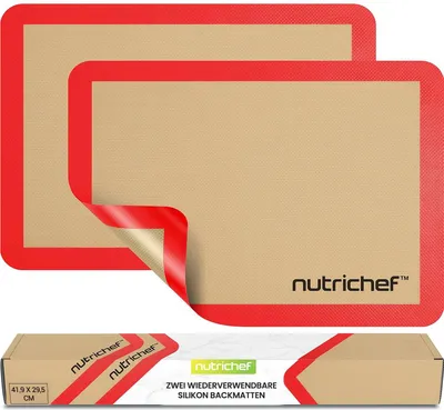 Productafbeelding van NutriChef herbruikbare bakfolie, set van 2 – siliconen bakmat 42x28 cm, antiaanbaklaag, vrij van PFAS