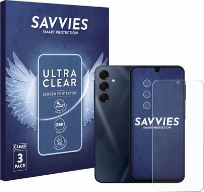 A product packaging box and a smartphone with a screen protector are displayed.