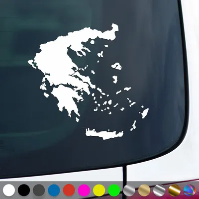 Produktbild von PantherPixel Griechenland Aufkleber Umriss Kontur Kreta Rhodos Sticker Auto Geschenkidee Farbe Weiss
