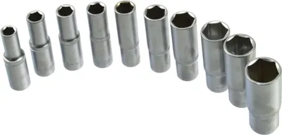 Obrázok produktu pre 10 ks nástrčných kľúčov 10 mm-24 mm sada 1/2" extra dlhá 78 mm CrV oceľ G545