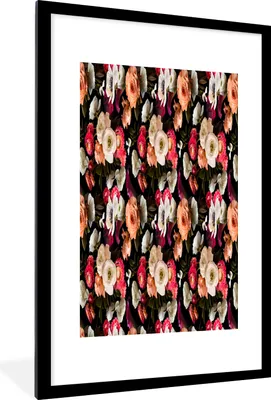 Produktbild von MuchoWow® MuchoWow® Gerahmtes Poster Blumen - Farbe - Muster 60x90 cm - Poster mit zchwarzem Bilderrahmen - Dekoration - Wandposter Wohnzimmer - Hochwertig