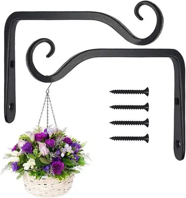 Produktbild von Zwei schwarze Metallhaken - Metall-Schraubhaken - Vogel- und Pflanzenhaken - Haken für Vogeltränke - Lampionhaken - Windgonghaken - inkl. Schrauben - schwarz