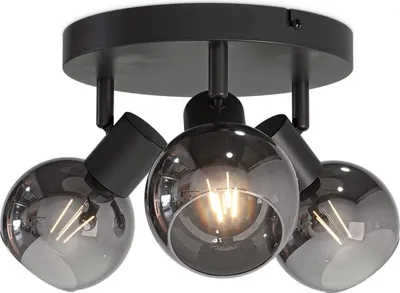 Produktbild von hoftronic LED Deckenleuchte 3 Spots Rauchglas Schwarz E14 Fassung