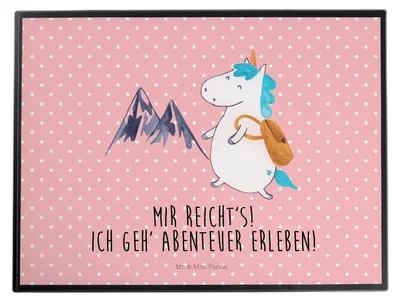 Produktbild von Mr. & Mrs. Panda schreibtischmatte Einhorn Bergsteiger - Rot Pastell - Geschenk, Reisen, Einhörner, Schreibunterlage, Berge, schreibtischunterlagen, arbeitsmatte, Urlaub